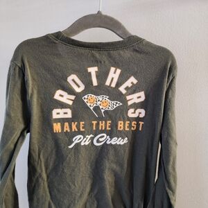 Old Navy Kids Long Sleeve Tee - Dark Green with Orange Accents